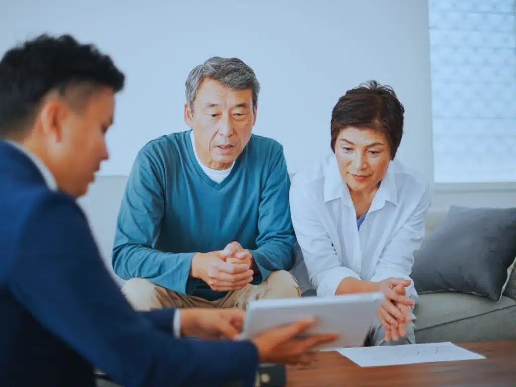 First financial planner meeting for a couple and an adviser.